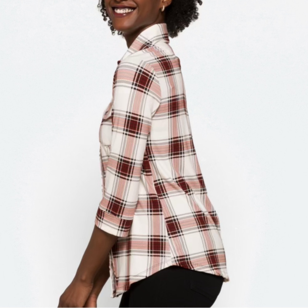 Market & Spruce Balsman Knit Plaid Button-Up Shirt Sz M - Picture 3 of 7